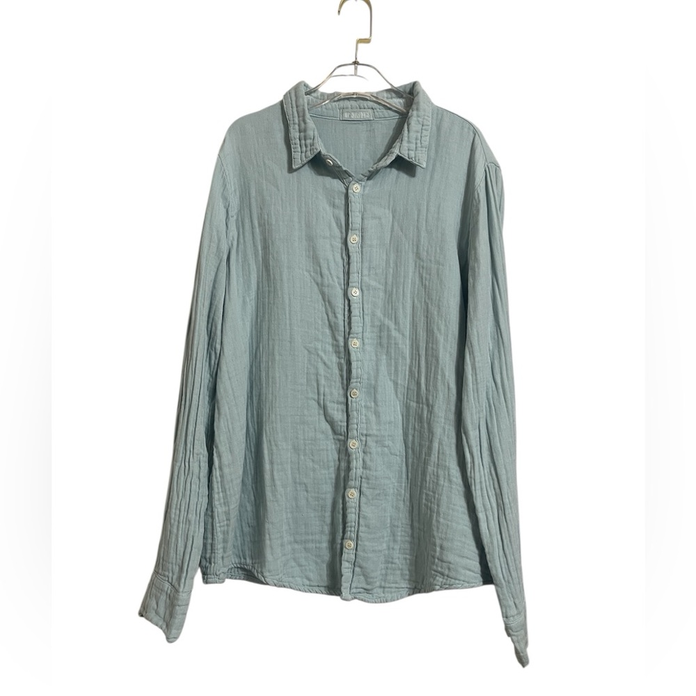 CP SHADES Light Baby Blue Gauzy Cotton Button Up